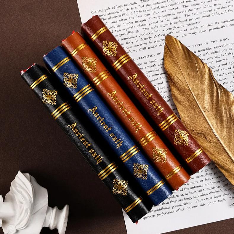 A6A7 Винтажный блокнот с золотым принтом, симпатичный, компактный, портативный, карманный, в твердом корпусе, из искусственной кожи, блокнот, школьные принадлежности, офисный дневник