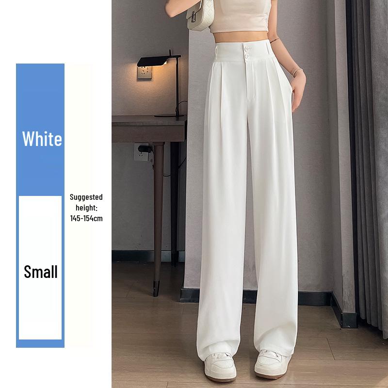 Женские черные брюки с высокой посадкой и широкими штанинами, 2025: Стройнящий, Драпированный, Повседневный, Весенне-осенний стиль