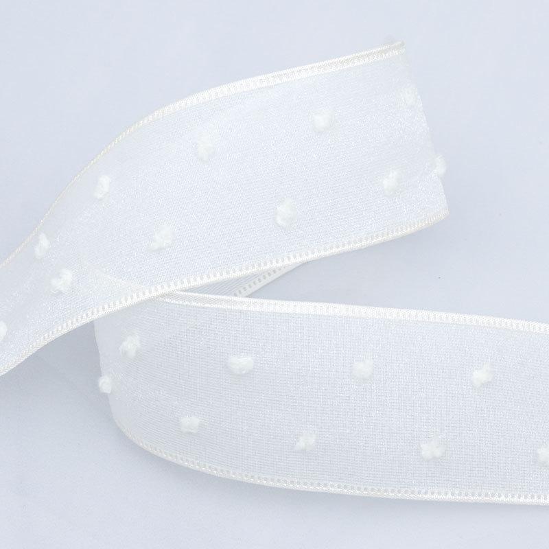 Elegant Spring and Summer Ribbon Double Layer Transparent Fur Ball Cuffed Ribbon Cake Hair Bands Decoration Bow Ruffled Ribbon Crafts Making Ribbons