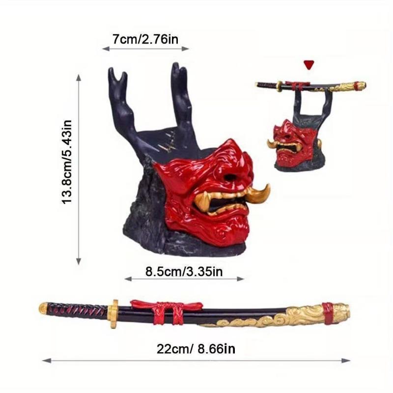 Oni Samurai Mask Game Controller Stand Resin Gamepad Holder Desktop Decor Ornament for PS5 Xbox Controller