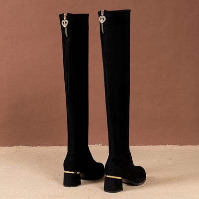 Ботфорты для женщин 2025 осень и зима новая бархатная обувь на высоком каблуке универсальные маленькие эластичные и тонкие сапоги для женщин