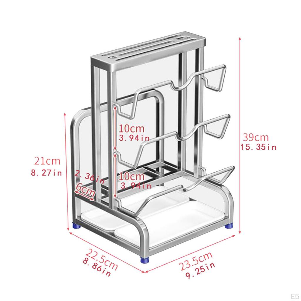 Кухонная стойка 3 в 1 с подставкой для ножей и местом для хранения крышек кастрюль