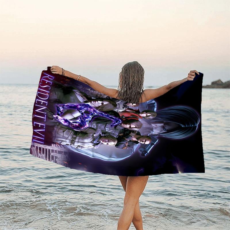1pc Resident Evil Beach Towel, Beach and Seaside Swimming Pool Equipment, Fashion Pattern, Rectangular, Travel Essentials