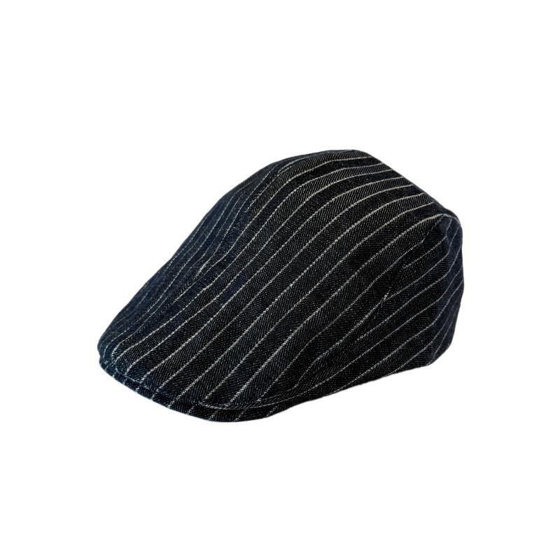 25 Early Autumn New Striped Retro Forward Hat Women's Vintage Big Head Circumference Duckbill Hat Beret Tide