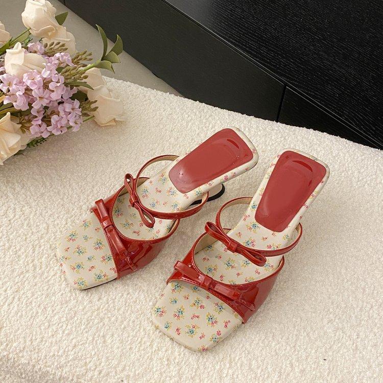 Французские элегантные туфли на танкетке женские босоножки с открытым носком и бантом на высоком каблуке лето 2025 г.