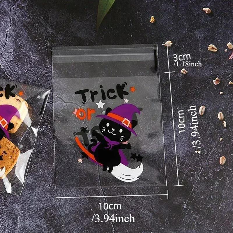100 шт. подарочный пакет для конфет и печенья на Хэллоуин, самоклеящаяся упаковка для закусок, украшения для вечеринки на Хэллоуин, подарки