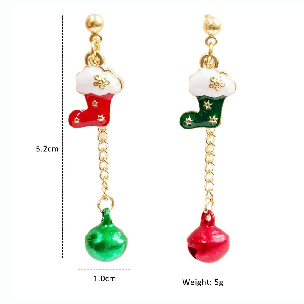 Рождественские серьги-кольца с цветными блоками