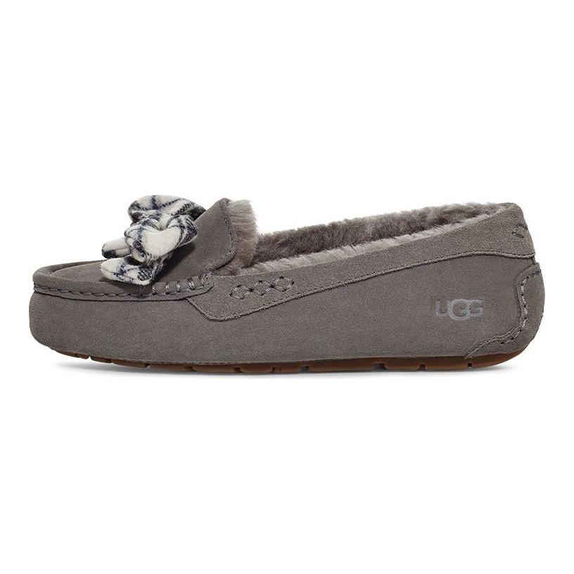 UGG Ansley Bow Plush Flat Shoes Женская обувь Charcoal 1127850-CHRC
