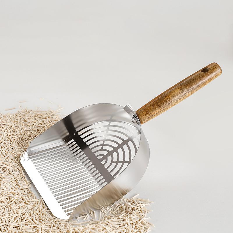 Совок для кошачьего туалета из нержавеющей стали, прочный, с длинной ручкой, совок для кошек, прочный сетчатый совок, фильтр для кошачьего туалета, инструменты для уборки домашних животных