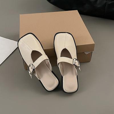 Женские тапочки-полусапожки для дома, весенне-летняя новинка, универсальные ретро балетки на низком каблуке