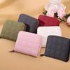 1PC Women PU Leather Short Wallets  Female Plaid Purses Nubuck Card Holder Wallet Small Zipper Wallet with Coin Purse for Women