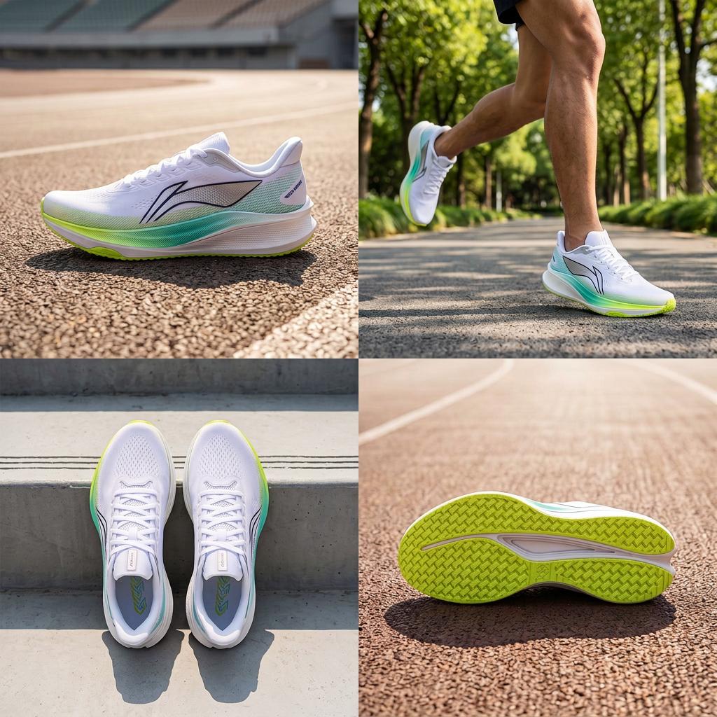 Li Ning Красный Кролик 9 Модный тренд Низкие кроссовки для бега Мужские кроссовки Стандартный-Белый Сияющий-Зеленый ARPW003-15