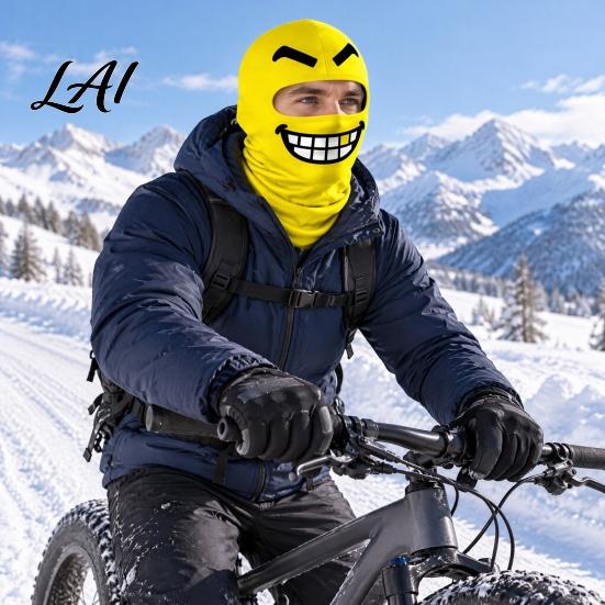 Digital Print Mask Funny Expression Balaclava Ski Mask Windproof Face with Dust Proof Cycling Neck Gaiter Winter Full Hood for Skiing Snowboarding