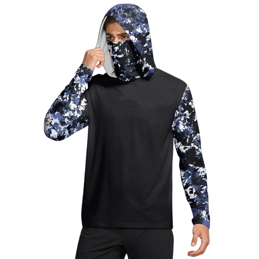 Мужская рубашка с маской Легкая с длинным рукавом Капюшон Для пеших прогулок Рыбалки Для выступлений