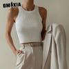 Вязаный жилет, женские летние однотонные тонкие топы с внутренней резьбой, короткие жилеты Y2K
