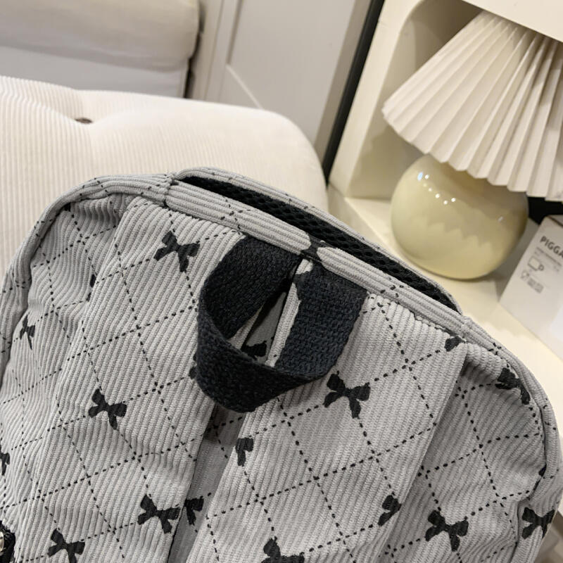 Рюкзак Вельветовый Школьный Рюкзак С Принтом Бантов Легкий Вместительный Дорожный Рюкзак