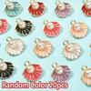 10/20/30pcs Alloy Material 8-color Clam Shell Pendant with Plastic Decorative Beads, Used for Necklace and Jewelry Making