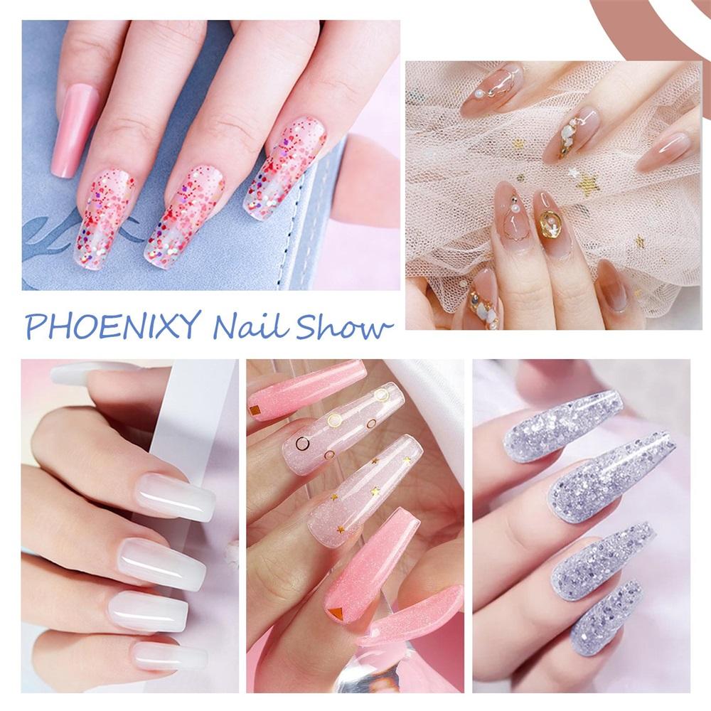 Маникюрный набор PHOENIXY с УФ-светодиодной лампой для ногтей 36 Вт, акриловый гель, полигель для ногтей, набор для наращивания ногтей, блестящий гель, УФ-строительный гель-лак