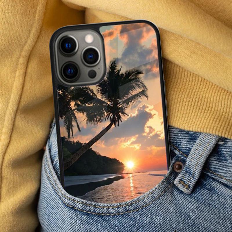 Sunset Silicone Soft Phone Case for iPhone 17 Air 16e Pro max 15 Pro 13 14 Plus 11 12 MagSafe Magnetic Coque