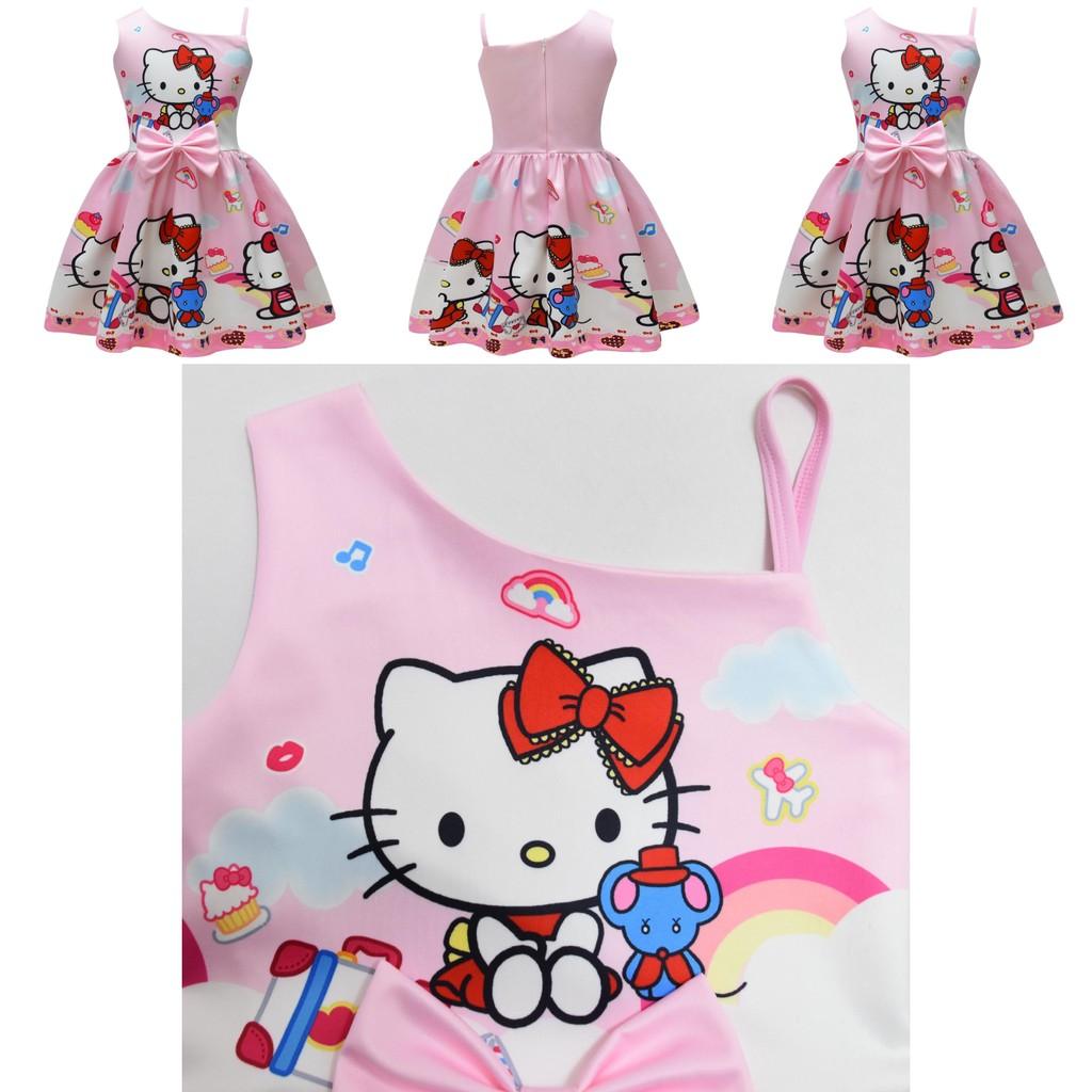 Безрукавное платье с принтом Hello Kitty и оборками для весеннего наряда