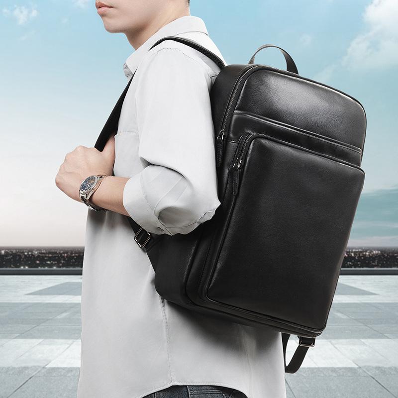 Business Backpack Large Capacity Commuter Men's Bag Fashion Casual Lightweight Men's Baotou Layer Cowhide Trend Backpack