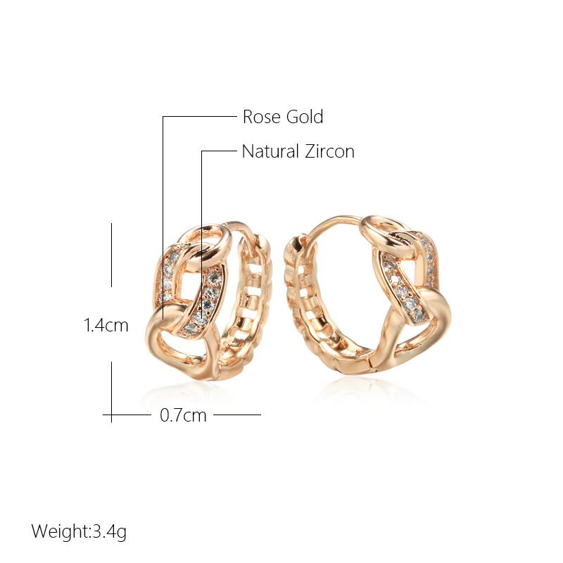 Kinel Vintage Chain Hoop Earrings For Women Rose Gold Color Fine Jewelry
