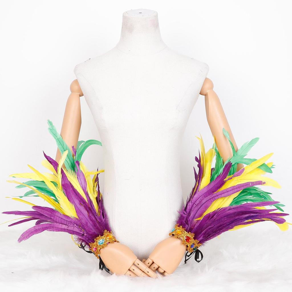 Halloween Feather Cape & Bracelet Set – Masquerade Costume Accessories