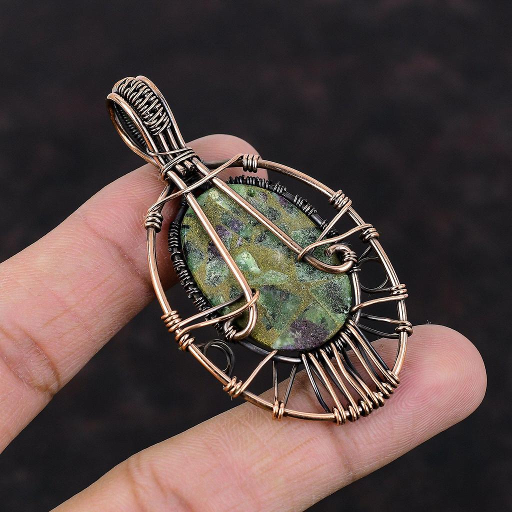 Tree Of Life Copper Ruby Zoisite Pendant Copper Wire Wrapped Pendant Handmade Jewelry Gemstone Pendant Gift For Mother Dainty Copper Jewelry
