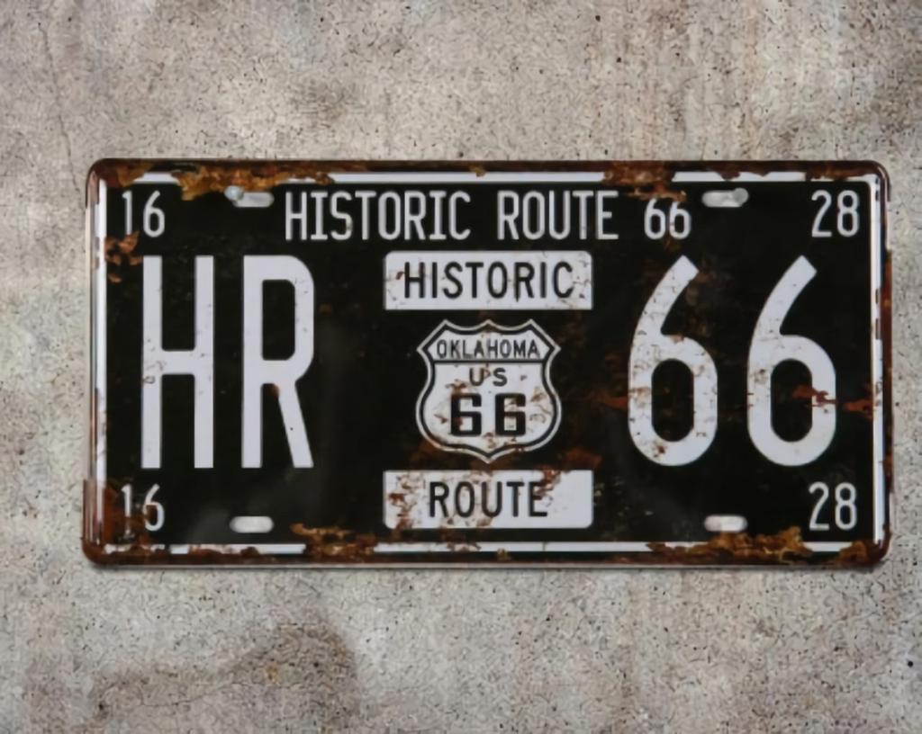 MT Evocon Route 66 Series Tin Set of 6 License Plates Signs,