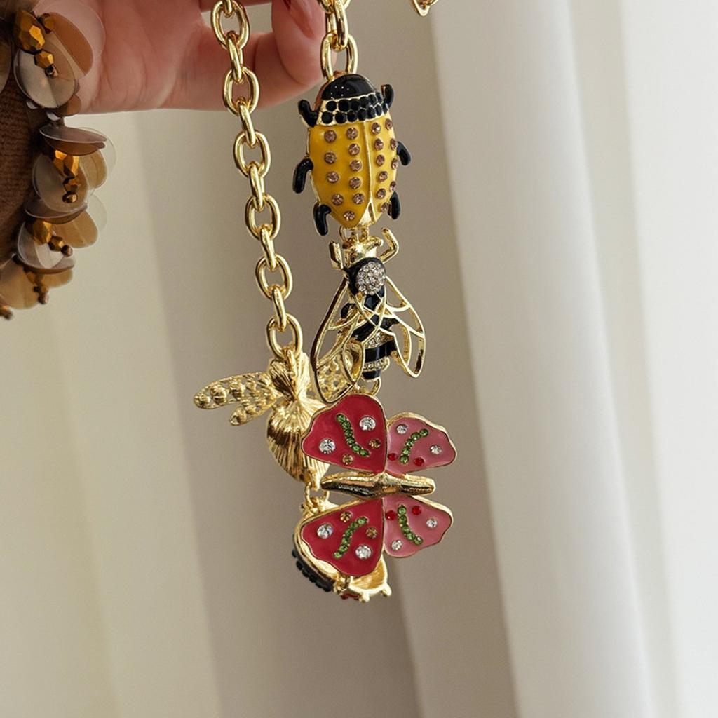 Винтажные панк-украшения с красочными подвесками в виде бабочек и божьих коровок для женщин, ожерелье ручной работы, цепочка для шеи регулируемой длины