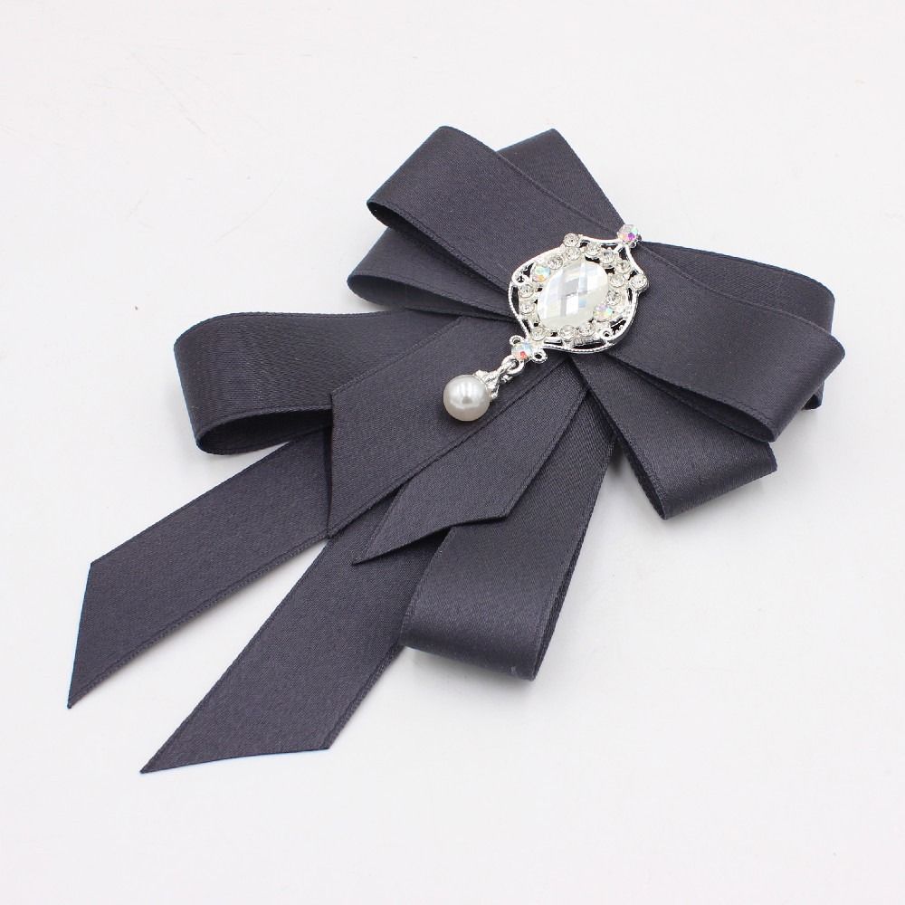 Rhinestone Bow Tie Crystal Ribbon Bow Brooch Fashion Neck Tie For Men and Women