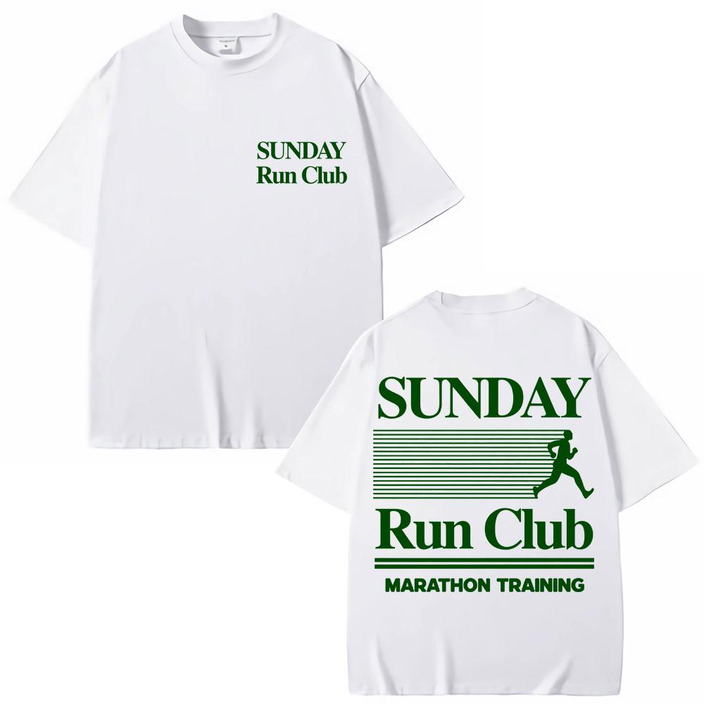 Sunday Running Club Graphic Summer T Shirt Cotton Breathable Sporty  Jogging Tshirts Unisex Women Oversized Cotton Casual Tshirt