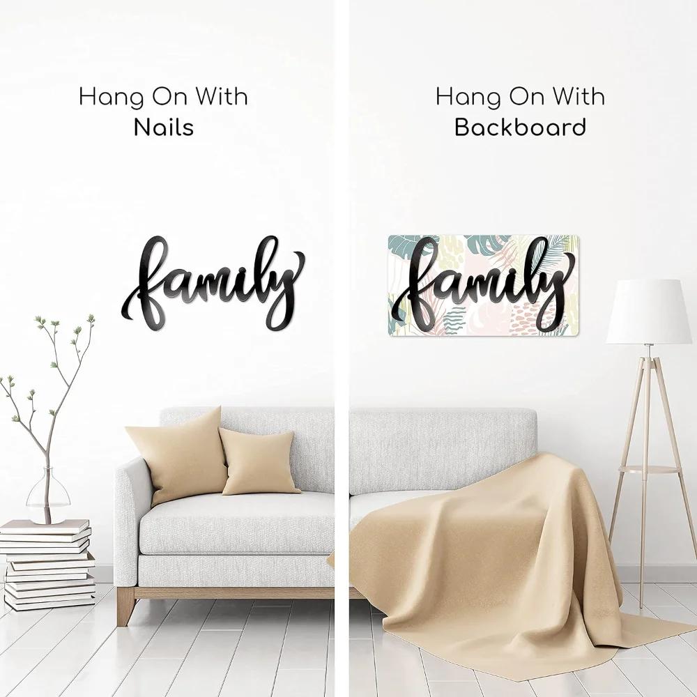 1pc Black Family Sign Heavy Iron Happy Family Wall Art Family Wall Sticker for Home Living Room/Home Decoration Hanging Wall Art