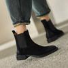 Fashion NEW Autumn/Winter Women Boots Round Toe Low Heel Chelsea Boots Genuine Leather Shoes for Women Retro Ankle Boots Botas De Mujer
