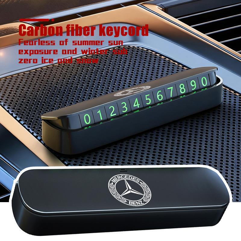 AABGX1 Car Temporary Parking Card ABS Phone Number Card Plate Auto Interior Accessories For Benz AMG W213 W124 W108 W126 Exclusive W204