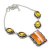 Natural Orange Lace Agate, Citrine 925 Sterling Silver Jewelry Necklace 18" R0e33