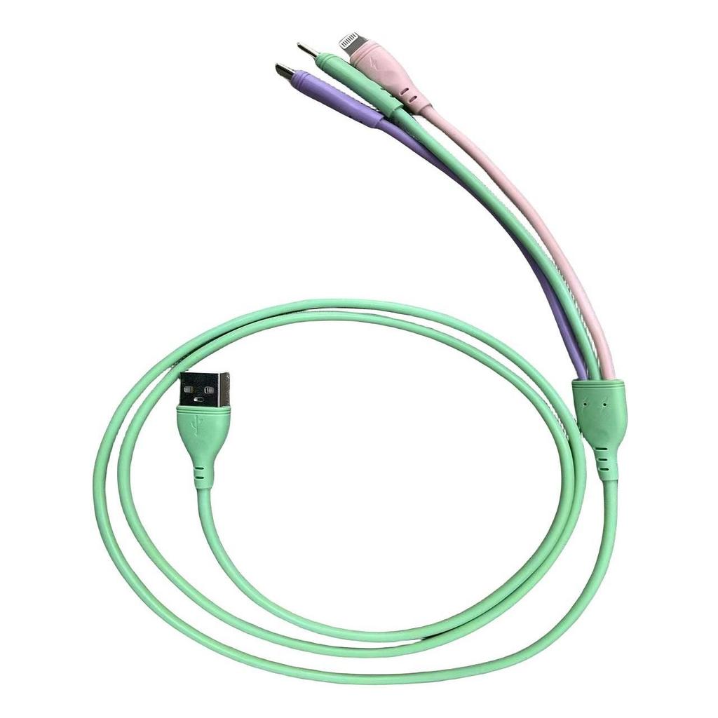 USB-кабель для зарядки GIMIRO 3 в 1. Кабель для быстрой зарядки типа C. Совместим с большинством смартфонов. 120 см, цветной.