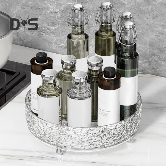 Поднос для хранения косметики, вращающийся на 360 градусов, многофункциональный держатель для кистей для макияжа, подставка для специй