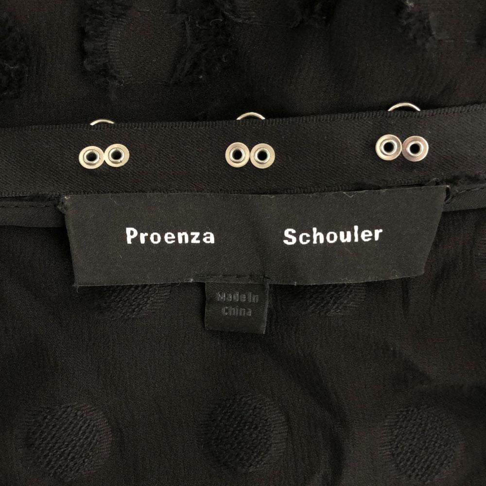 Proenza Schouler Платье макси с коротким рукавом черное с бахромой Женское Б/У