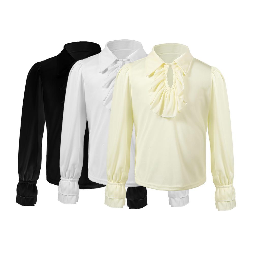 Kids Boys Vampire Renaissance Ruffle Pirate Knight Vest T Shirt Pants Set Children Halloween Cosplay Costumes Role Play Outfit