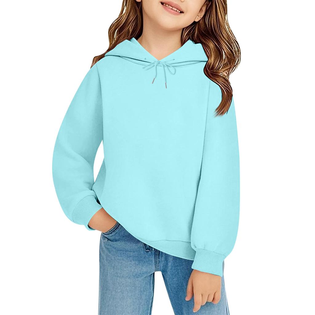 Children's Long-sleeved Loose-fitting Pullover Hoodie With Drawstring And Solid Color