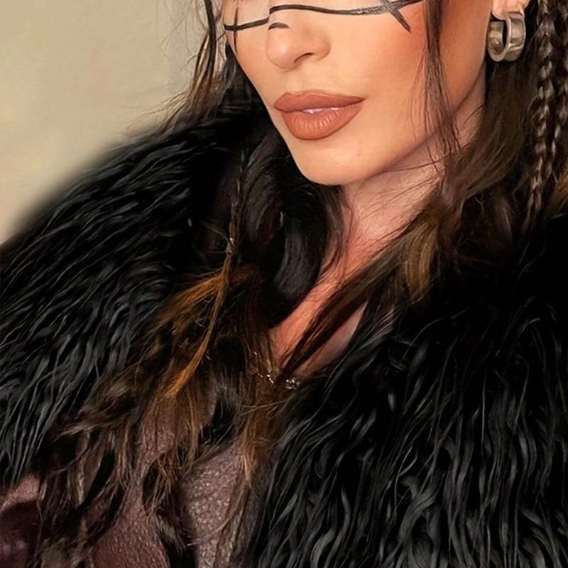 Меховой воротник Зимняя одежда Плащ воина Шаль королевы викингов Элегантная шаль из искусственного меха