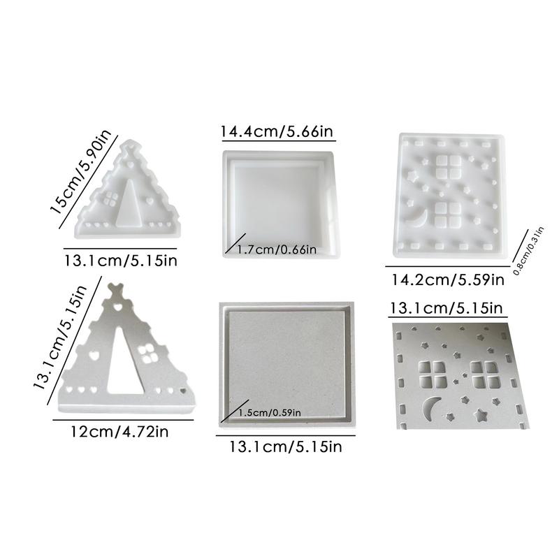 Форма для подсвечника-чайной свечи, силиконовая, полая, звезды и луна, форма домика, литьевая форма для подсвечника, форма палатки для кемпинга для гипса