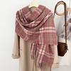 1116 autumn and winter new imitation cashmere scarf women's warm thickened outer shawl student plaid simple scarf wholesale