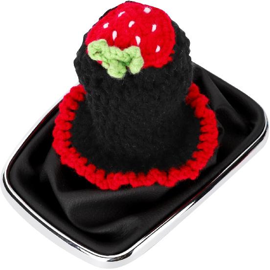 Вязаный чехол на ручку переключения передач, Универсальный милый ручной работы клубничный бохо автомобильные аксессуары для женщин, Чехол на ручку переключения передач, Автомобильный интерьер, Подходит для автомобиля