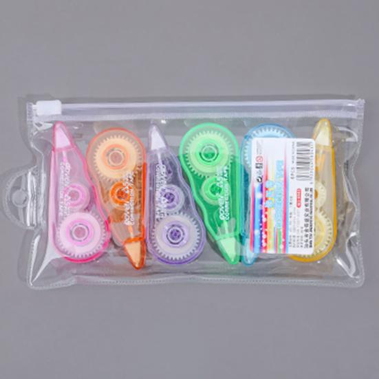 6Pcs/Set Tape Eraser Detachable for Study Compact Translucent Design Glue Tape Useful Multi-functional Lightweight