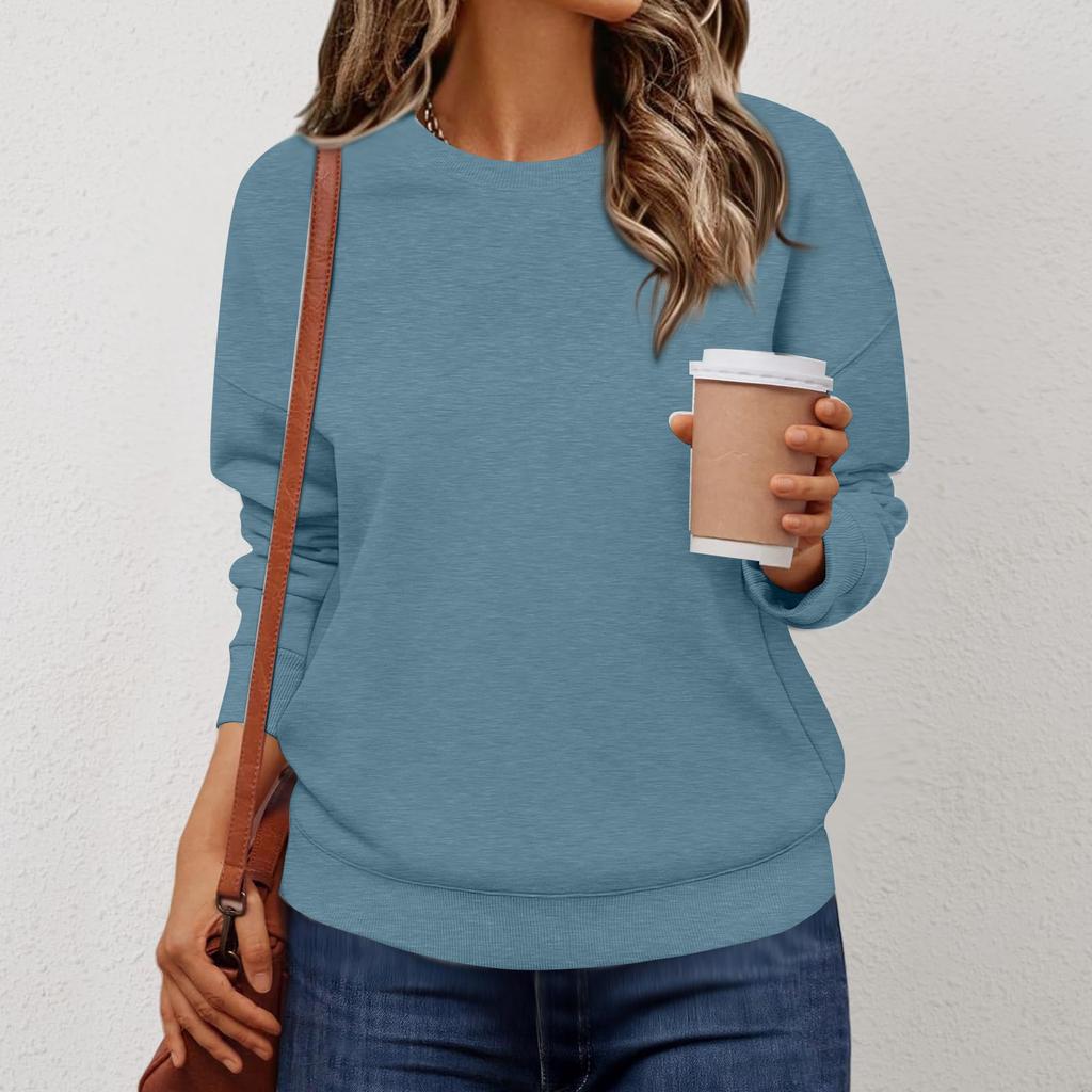 Женская модная толстовка с длинными рукавами однотонной расцветки