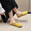 Французские ретро туфли-лодочки для женщин на весну 2025 года, с мягкой подошвой, желтые туфли на плоской подошве