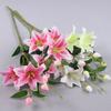 Garden 6 Heads Floral Real Looking Wedding Artificial Flower Faux Lilies Bouquet Branch Fake Plant