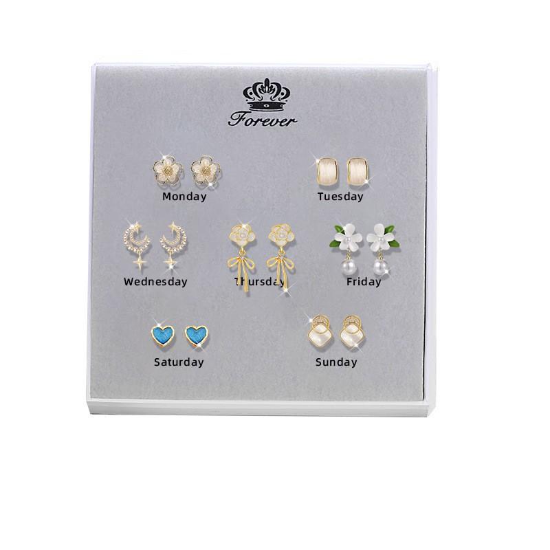 Sterling Camellia Flower Stud Earrings With Pearl Accents Gift Box Women Valentines Day